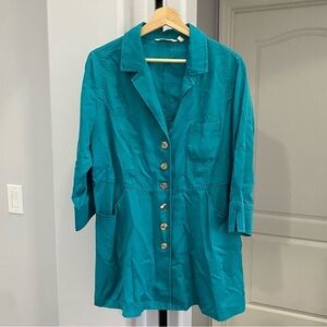 Soft Surroundings Marcie Lightweight Jacket Teal Button Front Size Large Lyocell